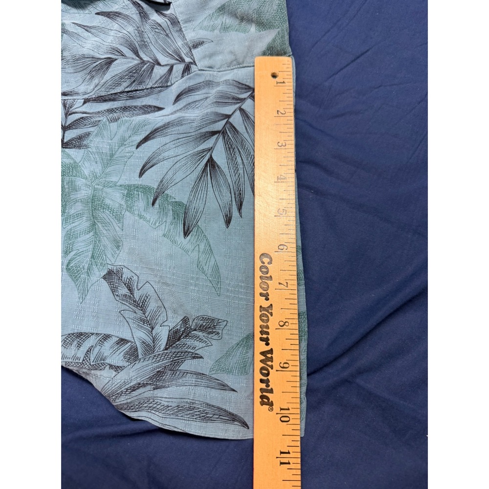Tommy Bahama Mens Large 100% Silk Blue Palm Leaf Print Camp Shirt RN 86549 - Picture 9 of 10